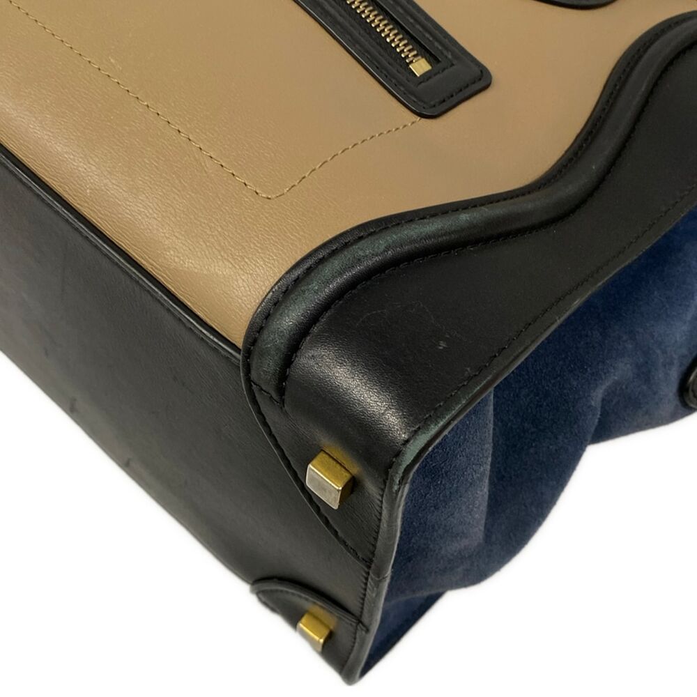Celine Luggage Mini Shopper Handbag 165213PSJ.02BG Beige Black Navy Leather - Picture 6 of 15